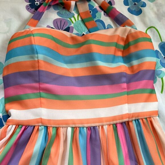ModCloth Sherbet Stripe Halter Dress - Picture 2 of 12